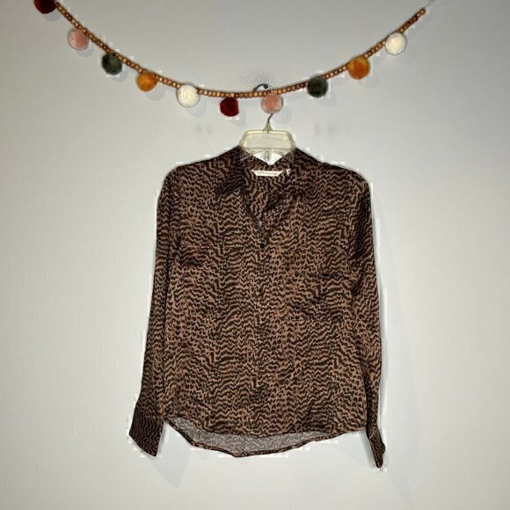 Soft Surroundings Patterned Silky Button Down Shi… - image 1